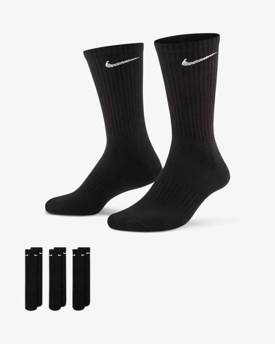 Nike SX7664 Unisex Everyday Cushion Crew Training Socks (3 Pairs) Black - Image 1
