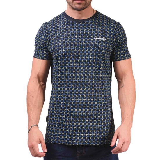 Lambretta Heren SS25 Geometrisch T-shirt (Marine/Basil) - Image 4