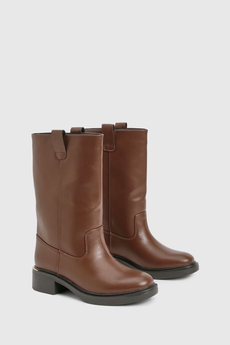 Wide Fit Column Calf High Boots - Image 1