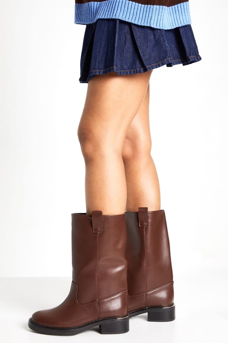 Wide Fit Column Calf High Boots - Image 2