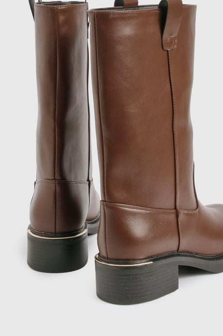 Wide Fit Column Calf High Boots - Image 4