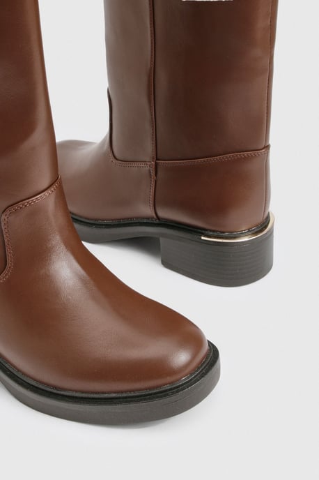 Wide Fit Column Calf High Boots - Image 6