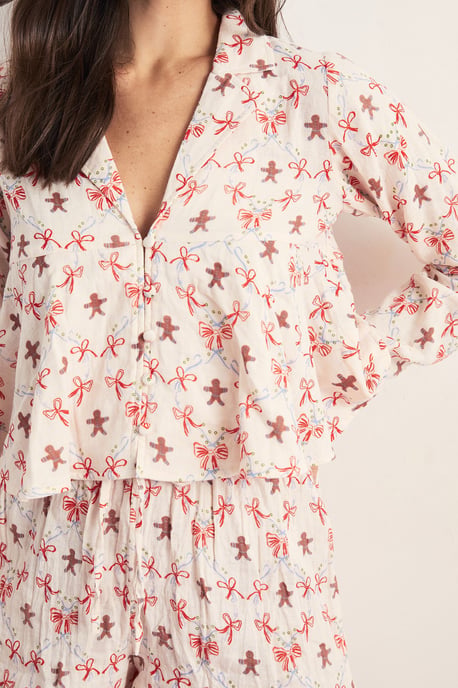 Gingerbread Ruffle Shorts Pajama Set - Image 3