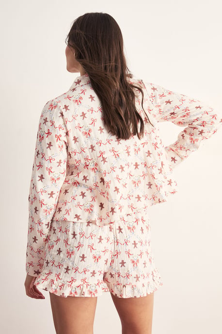 Gingerbread Ruffle Shorts Pajama Set - Image 4