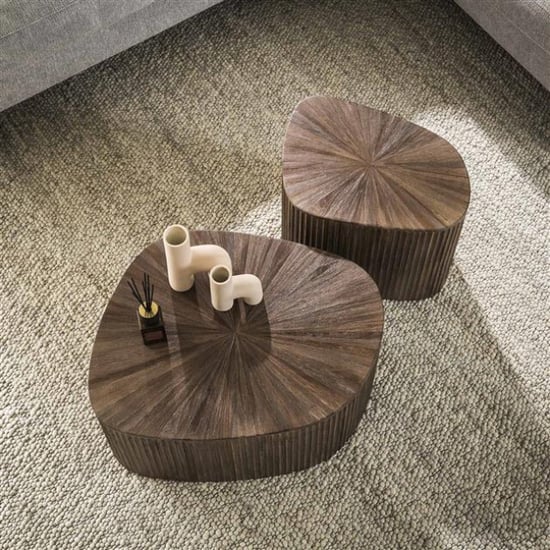 Hoyz salontafel xl driehoek maya teak teak rust brown set van 2 - Image 2