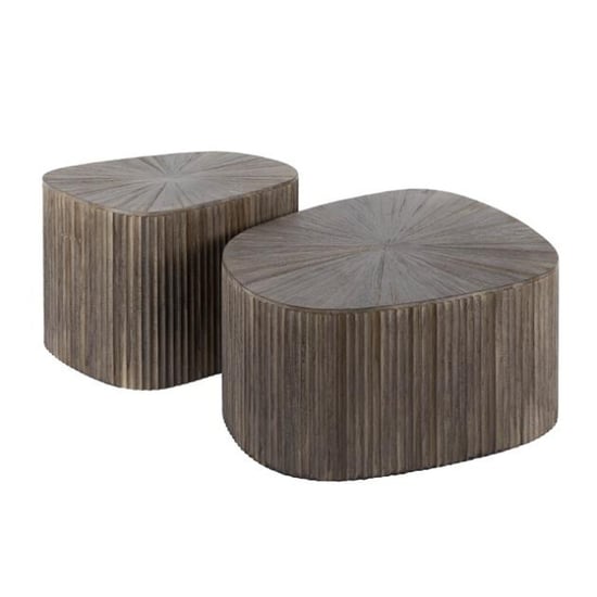Hoyz salontafel xl driehoek maya teak teak rust brown set van 2 - Image 4