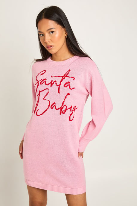 Petite Santa Baby Christmas Jumper Dress - Image 1