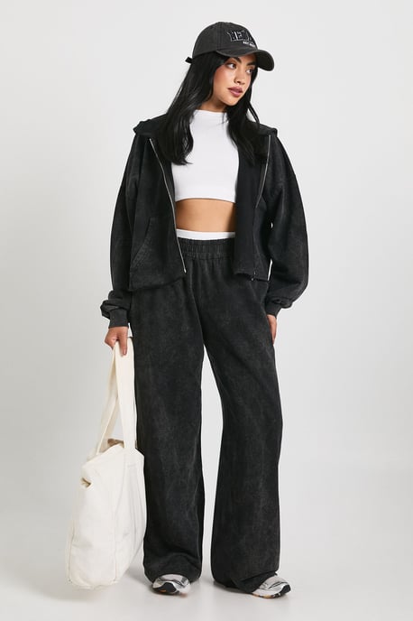 Washed Distressed Hem Straight Leg Tracksuit - Image 1