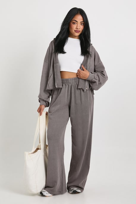 Washed Distressed Hem Straight Leg Tracksuit - Image 1