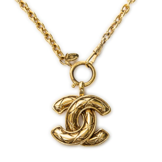 Quilted CC Pendant Chain Necklace Necklace - Image 2