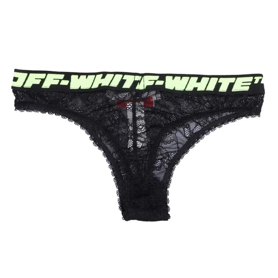 Off White Dames/Dames Kanten String (Zwart) - Image 2