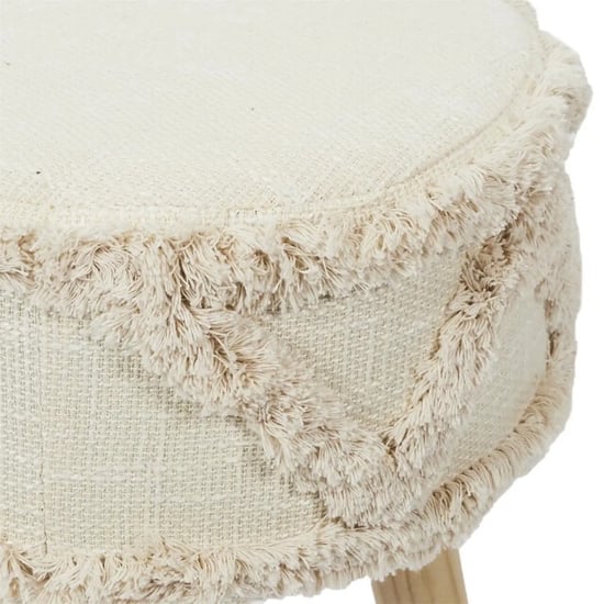 WDMT Ronde kruk met boho design – Ø 30 x 41 cm – houten poten – zachte bekleding – - Image 4