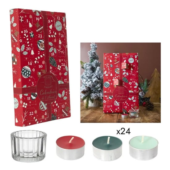 WDMT Feestelijke adventskalender met 24 geurkaarsen rood - Image 3