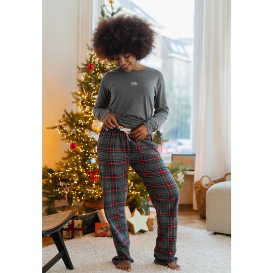 Happy Shorts Dames pyjama broek lang grijs/rood geruit flanel - Image 2