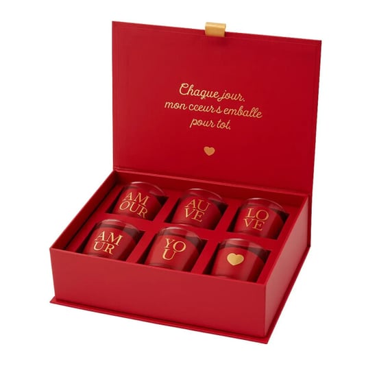 WDMT Luxe geurkaarsen cadeauset – set van 6 rode kaarsen – amour design geurkaars - Image 3