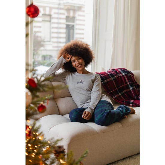Happy Shorts Dames kerst pyjama set shirt + broek grijs/groen geruit - Image 2