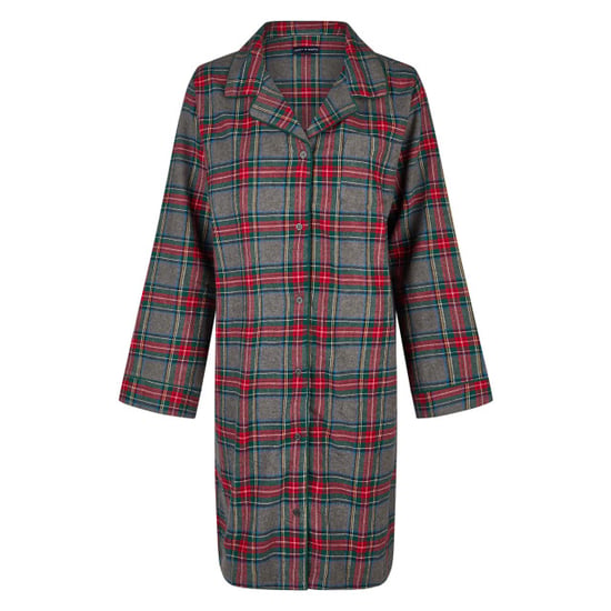 Happy Shorts Dames nachthemd lange mouw flanel rood/grijs geruit - Image 1