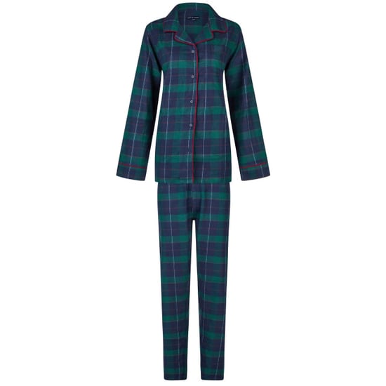 Happy Shorts Dames kerst pyjama set shirt + broek blauw/groen geruit flanel - Image 1