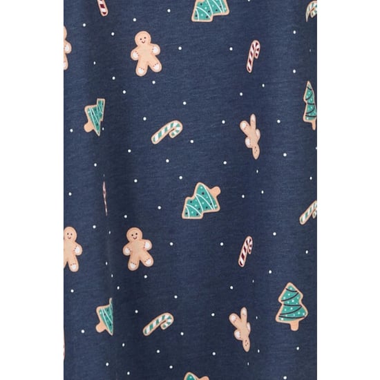 Happy Shorts Dames kerst nachthemd lange mouw donkerblauw gingerbread - Image 3