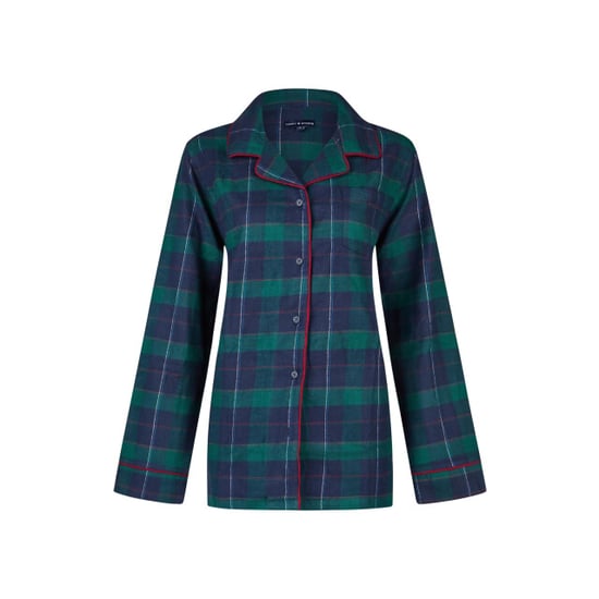 Happy Shorts Dames kerst pyjama set shirt + broek blauw/groen geruit flanel - Image 2