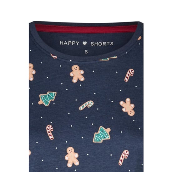Happy Shorts Dames kerst nachthemd lange mouw donkerblauw gingerbread - Image 4
