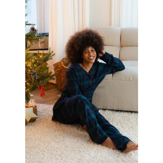Happy Shorts Dames kerst pyjama set shirt + broek blauw/groen geruit flanel - Image 3