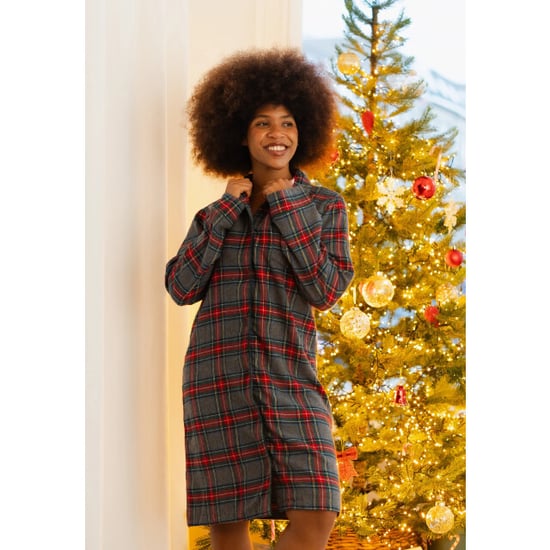 Happy Shorts Dames nachthemd lange mouw flanel rood/grijs geruit - Image 4