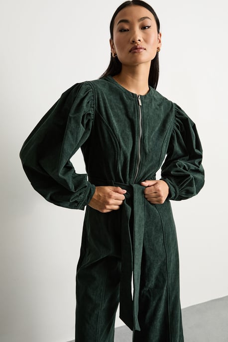 Petite Cord Zip Through Belted Jumpsuit - Image 2