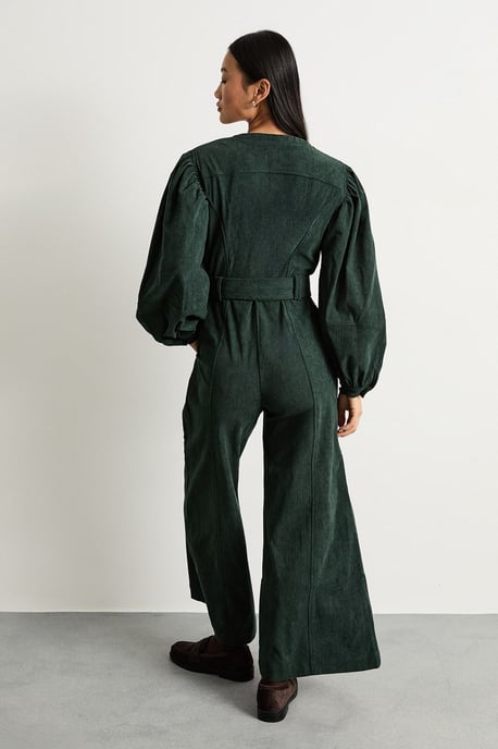 Petite Cord Zip Through Belted Jumpsuit - Image 3
