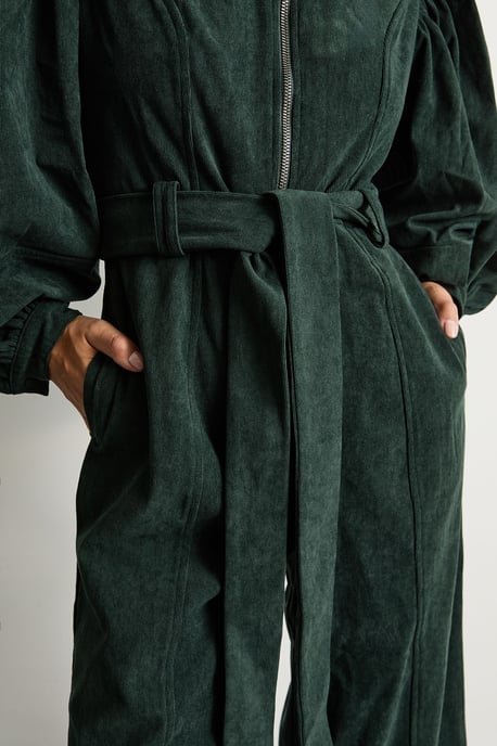 Petite Cord Zip Through Belted Jumpsuit - Image 4