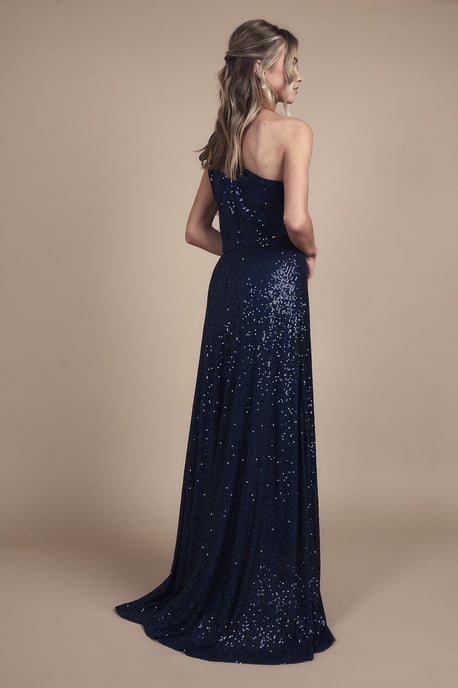 Teen Coast Sequin Bow One Shoulder Maxi Bridesmaid Dress - Image 3