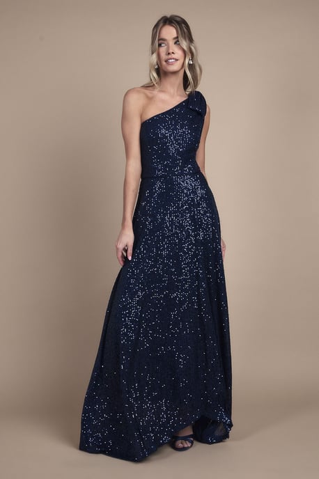 Teen Coast Sequin Bow One Shoulder Maxi Bridesmaid Dress - Image 4