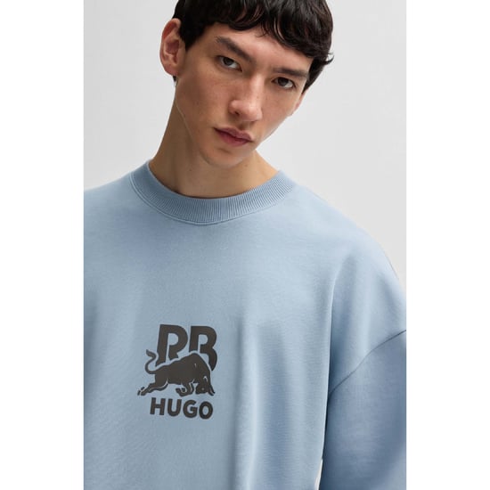 Men's Hugo x Racing Bulls Dahrain Stealth Logo Sweatshirt in Blue - Image 6