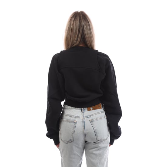 Women's Off White Off Stamp Round Crop Crewneck Sweatshirt in Black-White - Image 3
