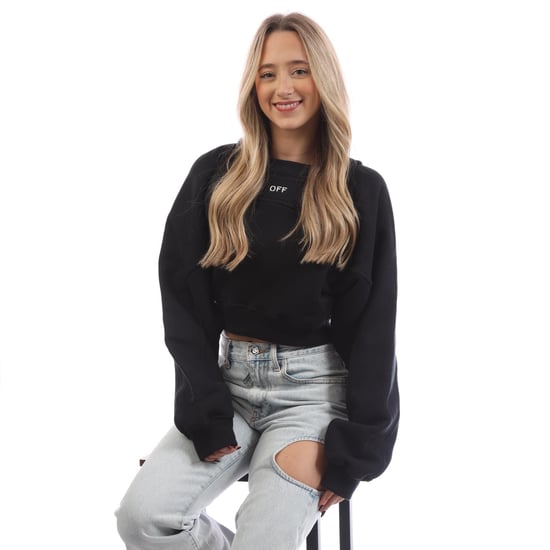 Women's Off White Off Stamp Round Crop Crewneck Sweatshirt in Black-White - Image 4