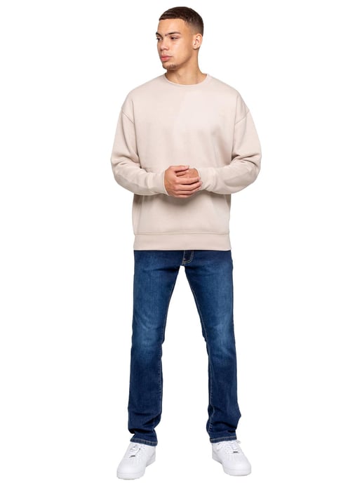 Kruze | Mens Oversized Crew Neck Sweatshirt - Clay - Image 3