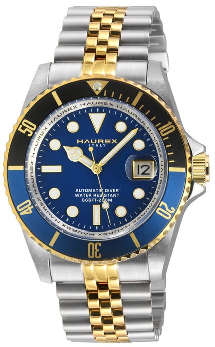 Eterno Black Blue Bezel Black Dial Two Toned Stainless steel Watch - Image 1