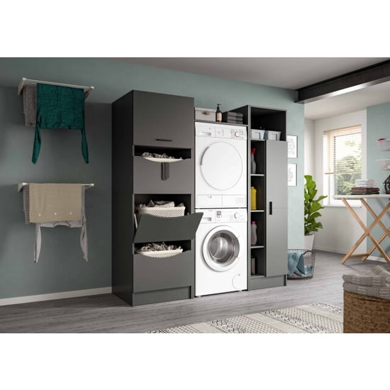 Furnilux Wasmachineombouw 3-delige set free 166x195x62 cm, antraciet - Image 3