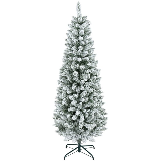 Homcom 4goodz kunstkerstboom slank met sneeuw 180 cm groen/ - Image 1