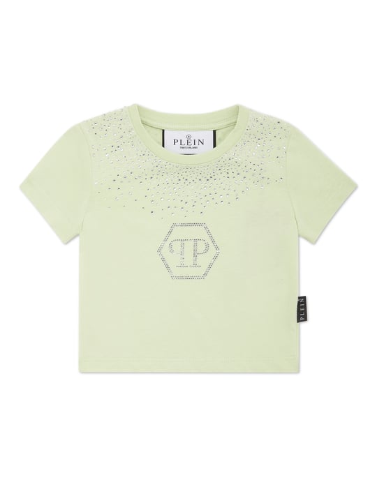 Cropped T-Shirt Strass Round Neck Ss Hexagon - Image 1