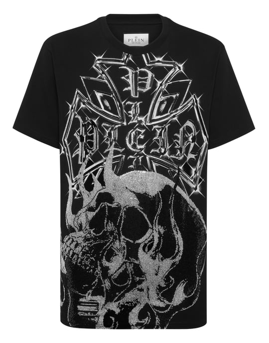 Rundhalsad T-shirt med Kromvapensköld och Dödskalle - Image 1