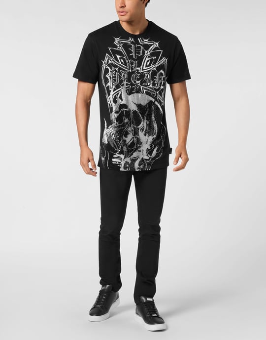 Rundhalsad T-shirt med Kromvapensköld och Dödskalle - Image 3