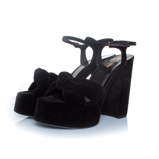 Saint Laurent Bianca 85 platform sandalen van ribvelours - Image 1