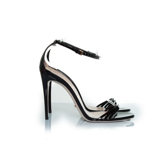 Gucci vernis crystal sandals in black - Image 4