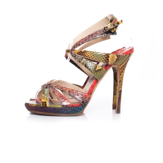 Jimmy Choo flerfärgade pytonsandaler. - Image 3