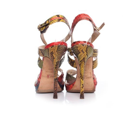 Jimmy Choo flerfärgade pytonsandaler. - Image 6