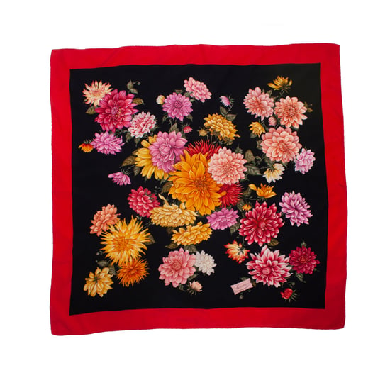 Gucci Floral printed scarf with red border - Image 2