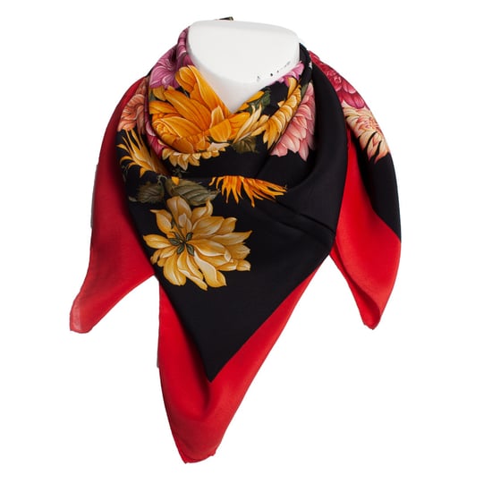 Gucci Floral printed scarf with red border - Image 3
