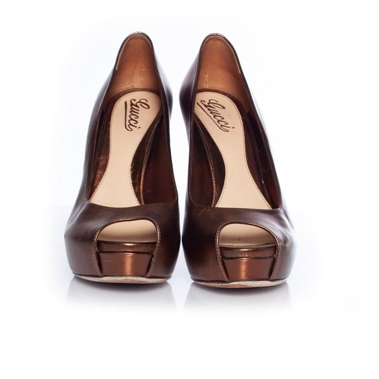 Gucci Gold Sofia peep-toe pumps - Image 5