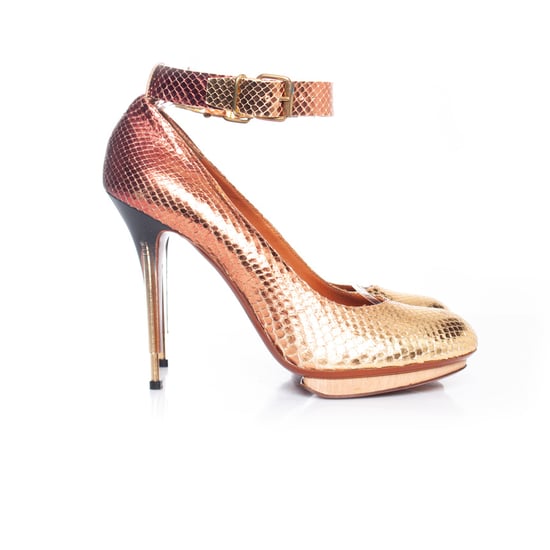Lanvin Metallic pytonfärgade pumps med ankelrem - Image 5